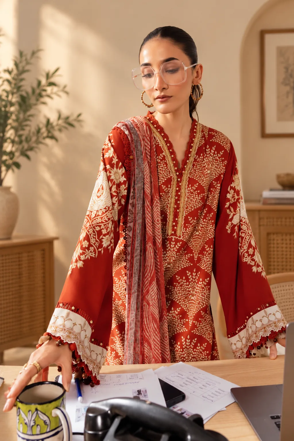 Maria b M Basics Printed Linen || MB-CUS-1108B