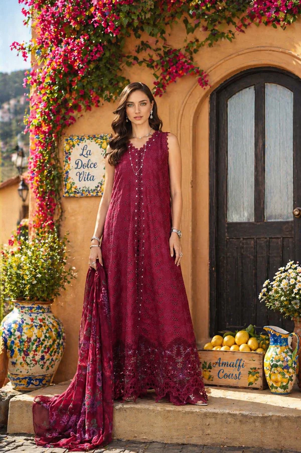 Noor Luxury  Schiffli Laserkari ’26 – Vol 2 by Saadia Asad ||D4 -Fuchia Elegance