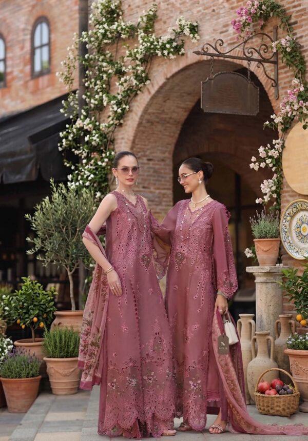 Noor Luxury  Schiffli Laserkari ’26 – Vol 2 by Saadia Asad || D1 -Rose Allure