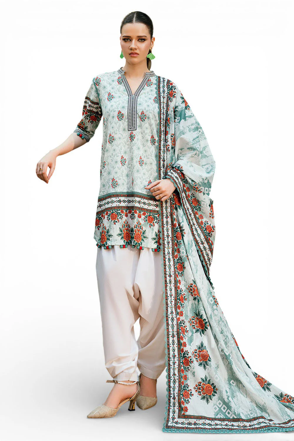 Gul Ahmed 3 Piece Printed Cross Hatch Suit with Lawn Dupatta