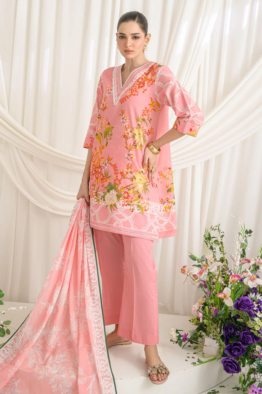 Gul Ahmed 3 Piece Printed Dobby Suit with Lawn Dupatta
