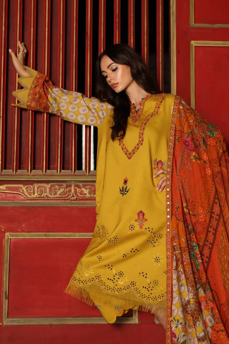 Charizma Combination Collection 3-PC Unstitched Embroidered Linen Collection CCW7-03 image 3