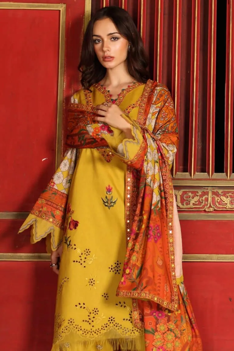 Charizma Combination Collection 3-PC Unstitched Embroidered Linen Collection CCW7-03 image 2