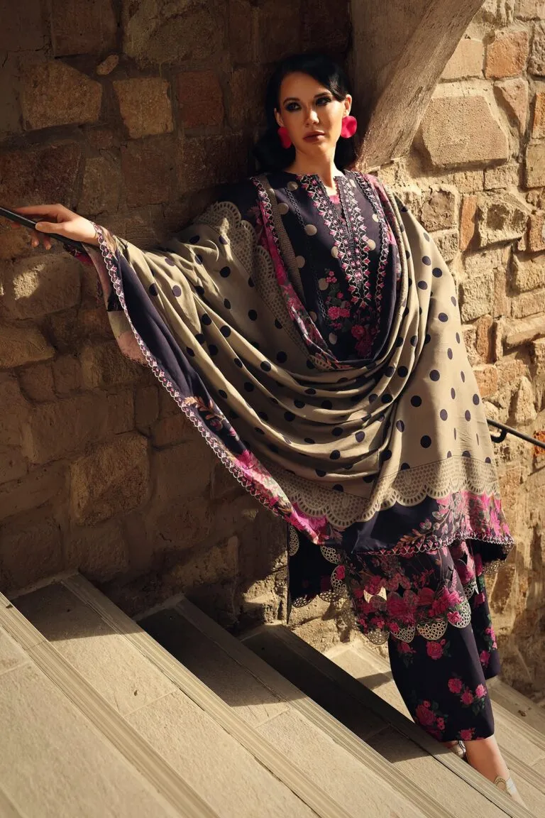 Charizma Combination Collection 3-PC Unstitched Embroidered Linen Collection CCW7-08 image 4