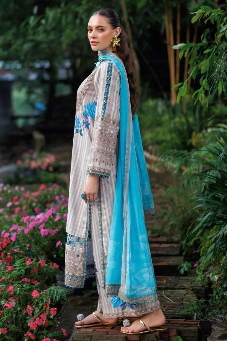 Charizma Combination Collection 3-PC Unstitched Embroidered Lawn Collection CC6-09 image 3