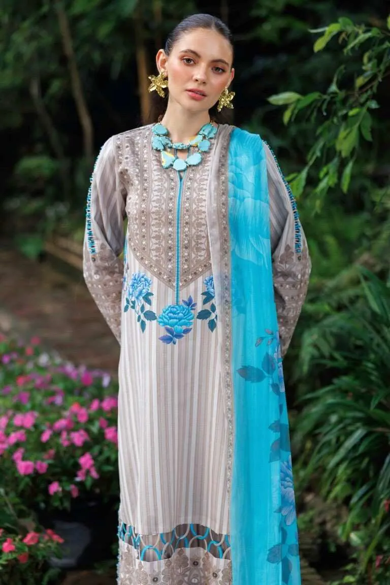 Charizma Combination Collection 3-PC Unstitched Embroidered Lawn Collection CC6-09 image 5