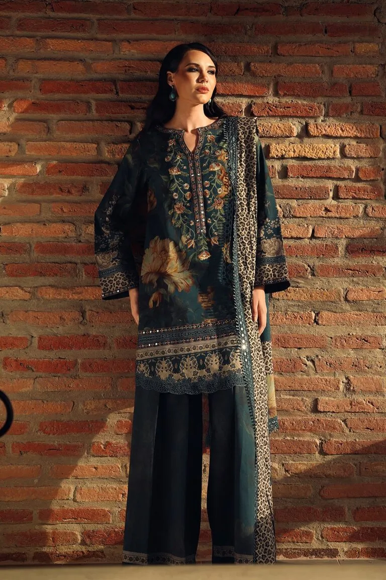 Charizma Combination Collection 3-PC Unstitched Embroidered Linen Collection CCW7-09 image 6