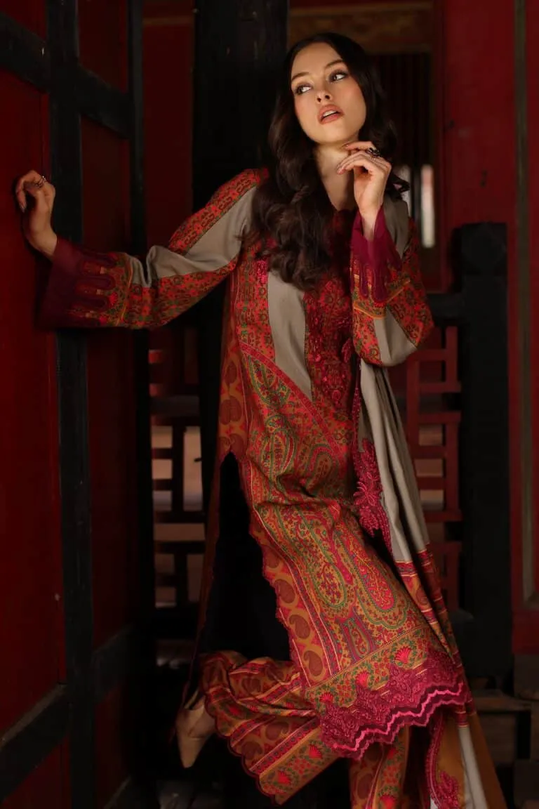 Charizma Combination Collection 3-PC Unstitched Embroidered Linen Collection CCW7-04 image 5