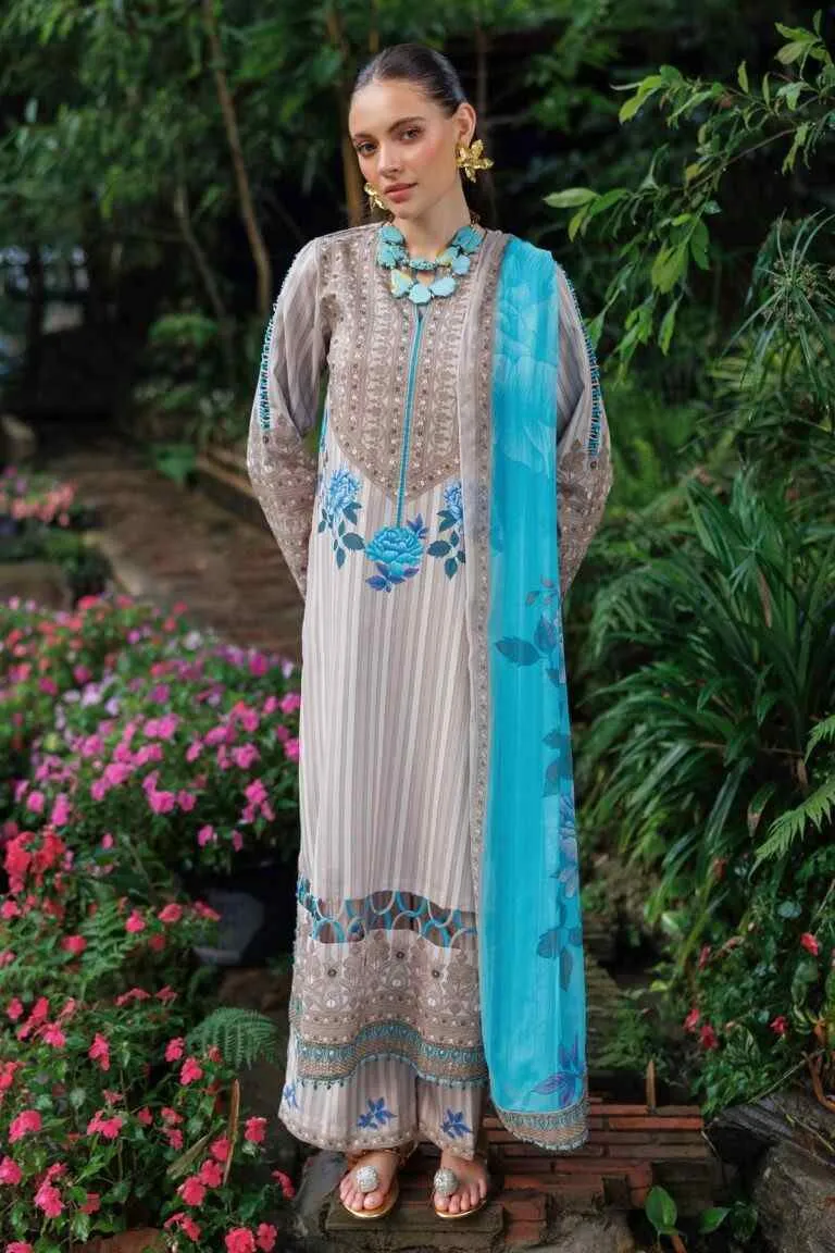 Charizma Combination Collection 3-PC Unstitched Embroidered Lawn Collection CC6-09 image 2