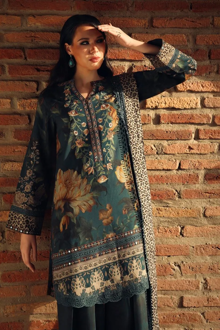 Charizma Combination Collection 3-PC Unstitched Embroidered Linen Collection CCW7-09 image 5