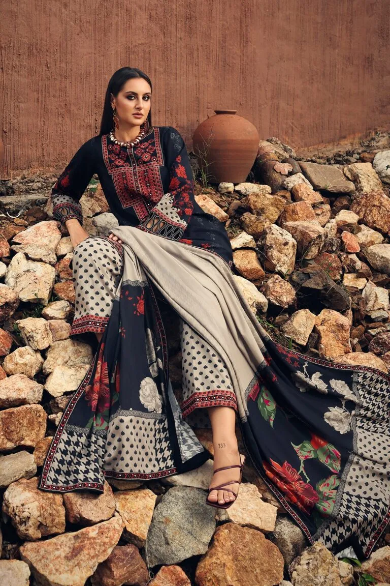 Charizma Combination Collection 3-PC Unstitched Embroidered Linen Collection CCW7-10 image 2