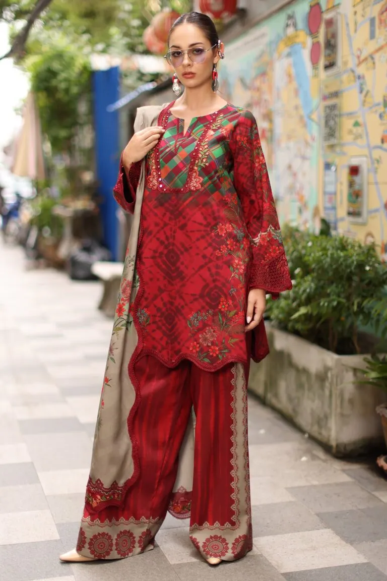 Charizma Combination Collection 3-PC Unstitched Embroidered Linen Collection CCW7-12 image 5