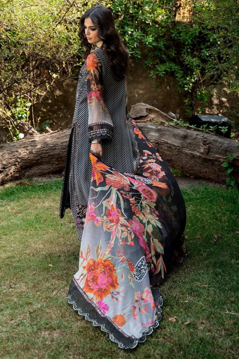 Charizma Combination Collection 3-PC Unstitched Embroidered Chiffon Collection VSLW6-02 image 4