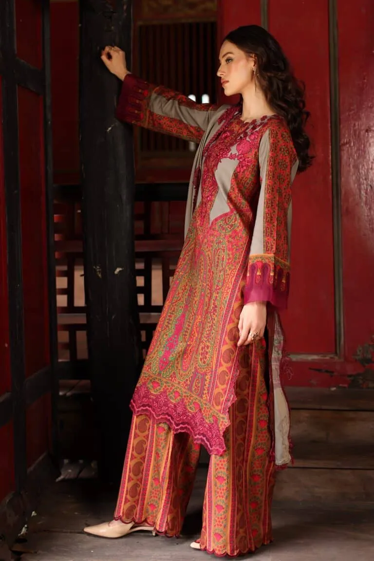 Charizma Combination Collection 3-PC Unstitched Embroidered Linen Collection CCW7-04 image 4