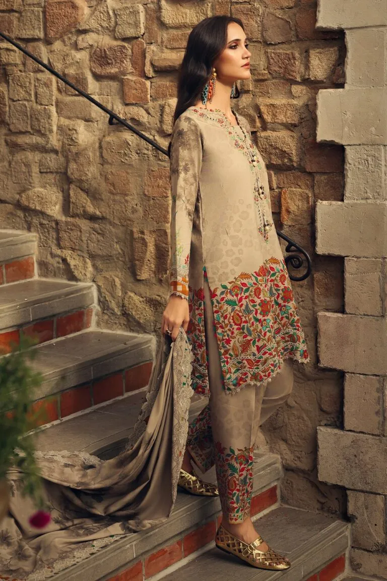 Charizma Combination Collection 3-PC Unstitched Embroidered Linen Collection CCW7-07 image 4